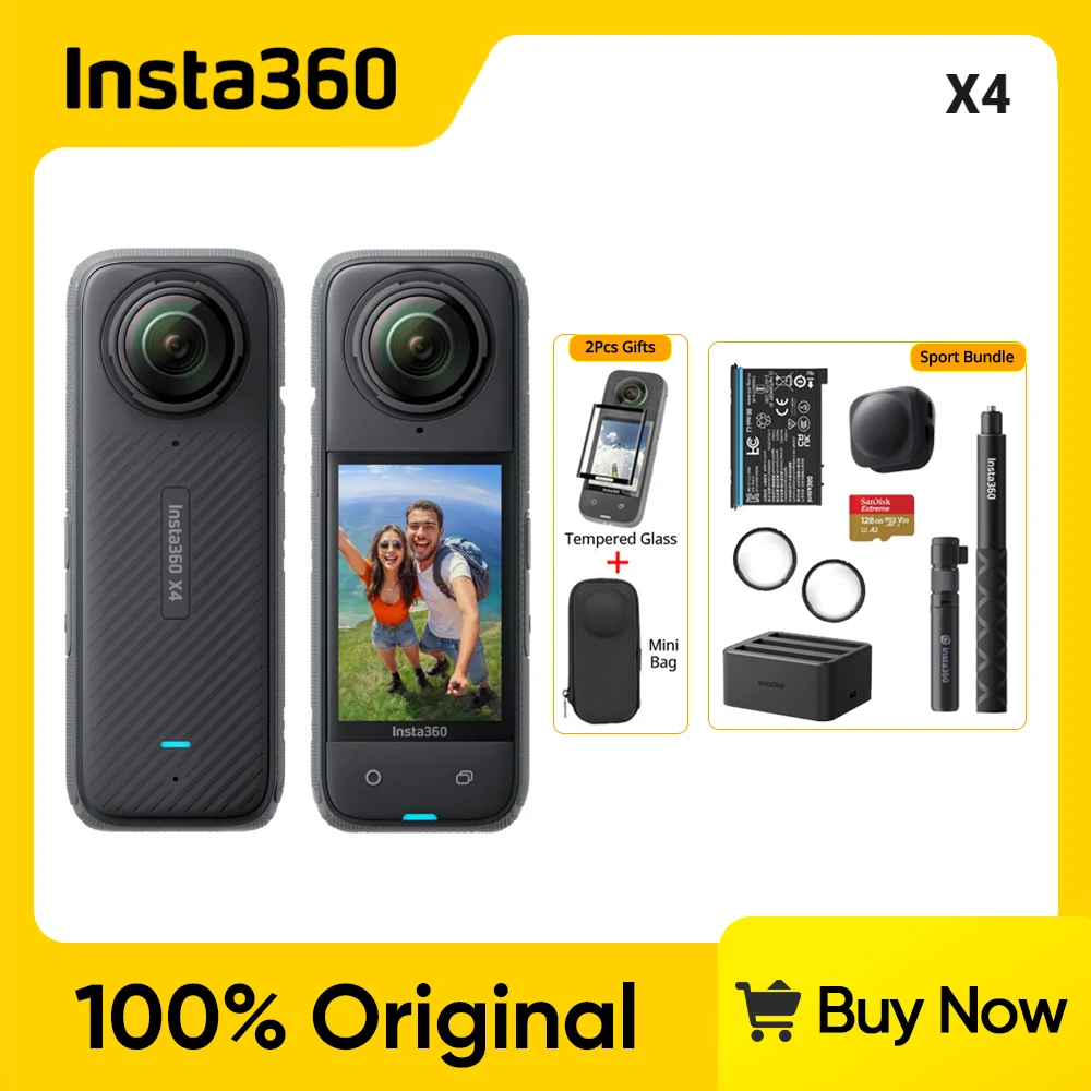 Insta360 X4 8K Waterproof 360 Action Camera 2290mAh Battery 2.5'' Touchscreen 4K Wide-Angle Video X4 Camera action camera 360 video camera