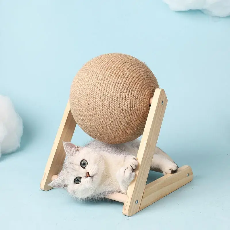 Cat Toy Cratchers Ball Sisal and Wood Stable Triangle Indoor Scratching Stuff