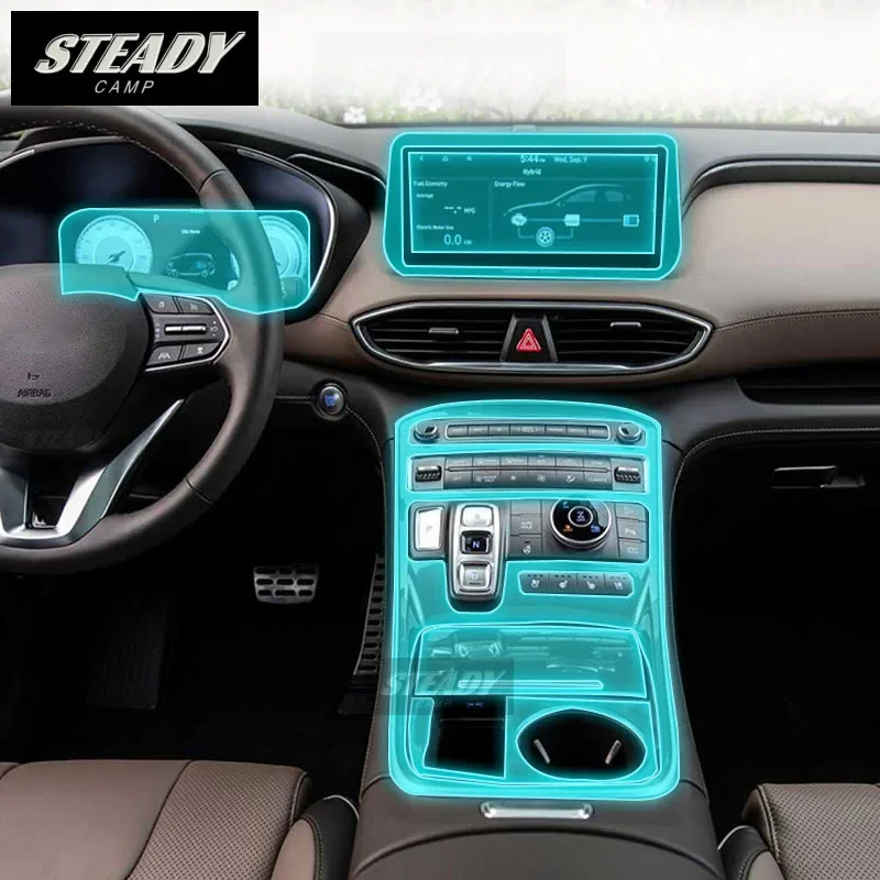 

For Hyundai Santa Fe 2020-2023 Car Interior Center Console Transparent Car Suit PPF-TPU Protective Anti-scratch Accessories