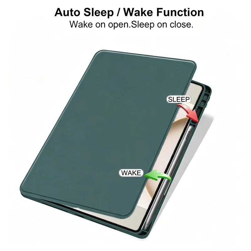 360-Degree Magnetic Rotation Cover with Pencil Slot for Tablet - Clear Acrylic Back Case