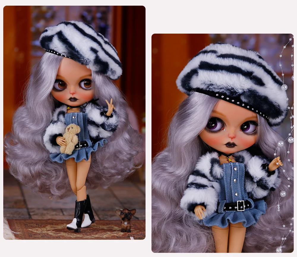 Madonna - Premium Custom Neo Blythe Doll with Purple Hair, Tan Skin & Matte Cute Face 3