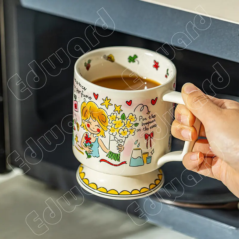 Taza de café de cerámica de estilo moderno, tazas de agua originales con  personalidad, Taza de cerámica bonita y hermosa, tazas de té para el hogar
