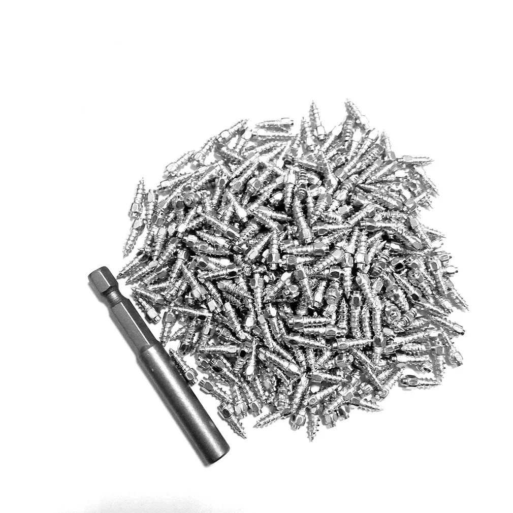9mm 12mm Anti-Slip Car Snow Screw Tire Studs Anti Skid Falling Spikes Wheel Tyres Anti-ice 500Pcs for Car Motorcycle Bicycle ATV