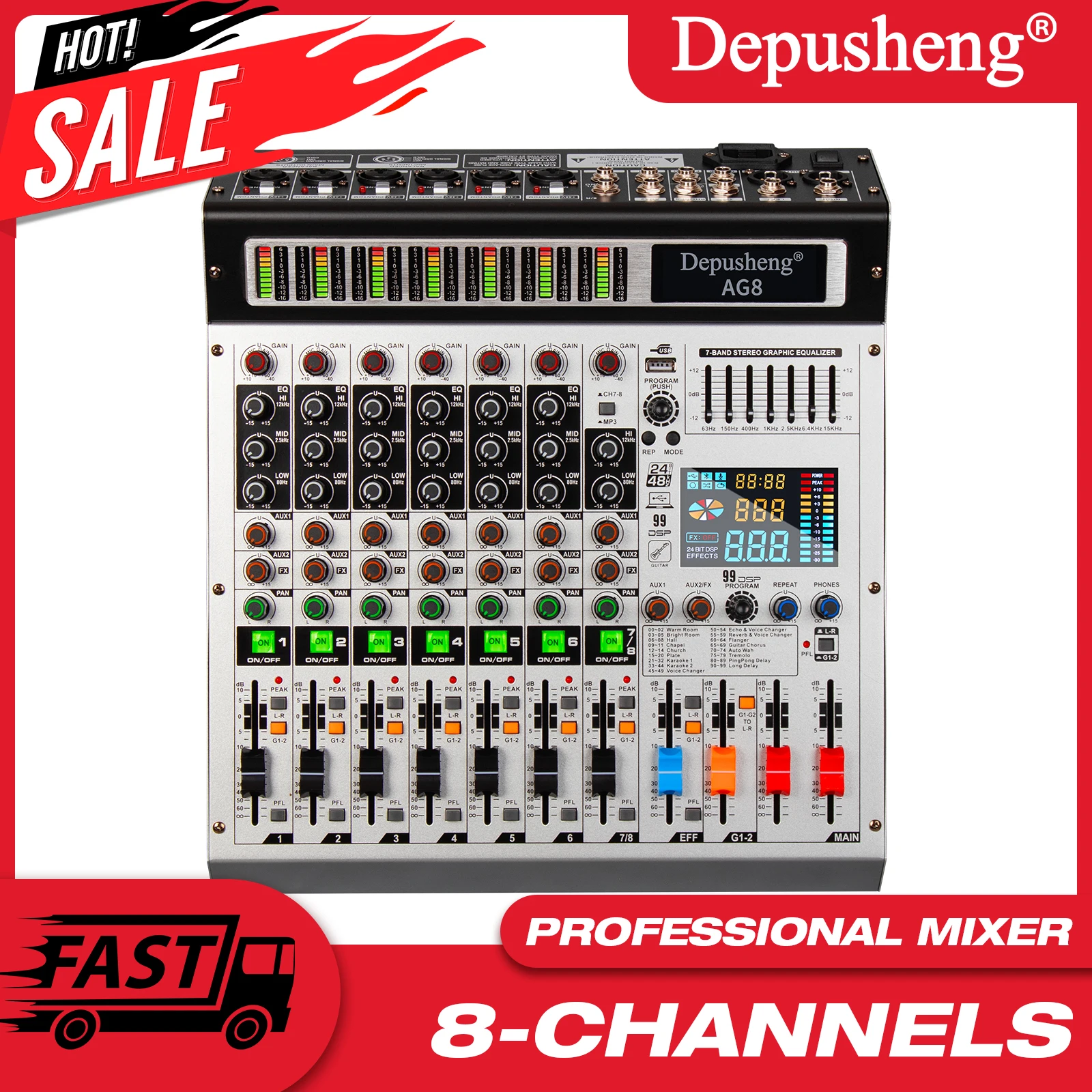 thumbnail image 2 of Professional 4 Channel Audio Mixer | DJ Sound Board Console With USB, 48V Phantom Power, EQ | For PC, Live Performance, Home Studio, KTV 2 of 14