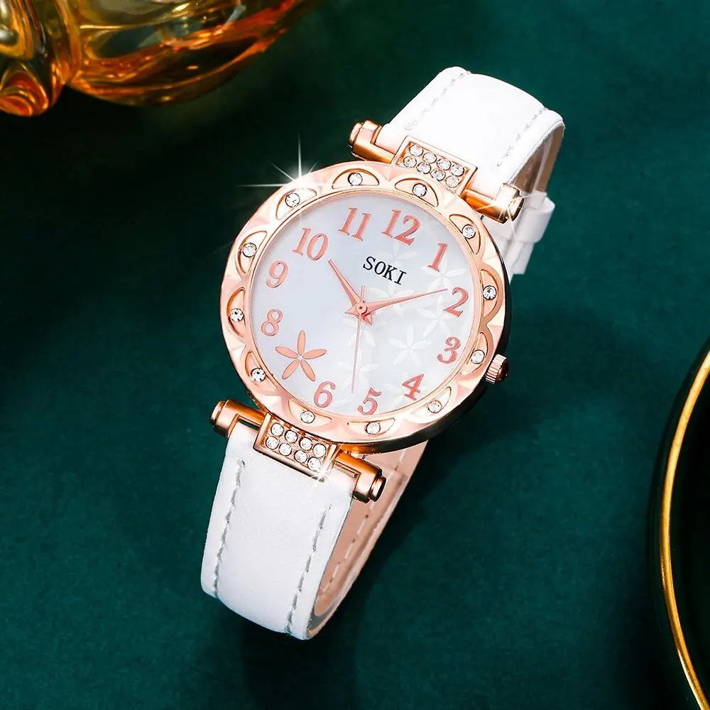 New 10pcs Set Watches Women Leather Band Ladies Watch Simple Casual Womens Analog WristWatch Gift Montre Femme 5