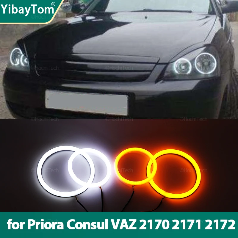 

Cotton Switchback Turn signal Light Halo Rings DRL LED Angel Eyes SMD Kit For Lada Priora Consul VAZ 2170 2171 2172 2007-2018