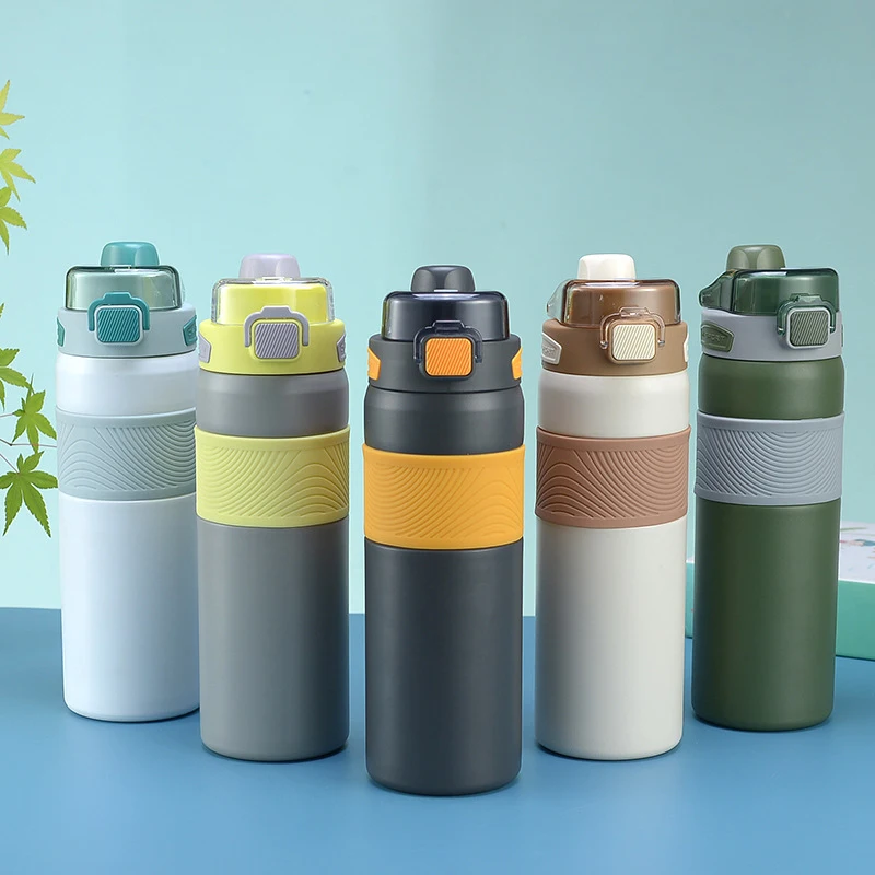 

600/800ML 316 Stainless Steel Thermos Water Bottle with Straw Bounce Vacuum Insulated Flask EDC Portable Car Carried Drink Cups