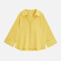 Chemise ample décontractée pour femmes, pour printemps/été 2025, col, boutons, manches larges, Style de vacances minimaliste 3