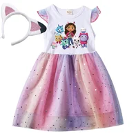 Baby Girls Dress Children Cartoon Mesh Star Sequins Princess Dress Kids Flying Sleeve Skirt For Daily Halloween Birthday Gift 1