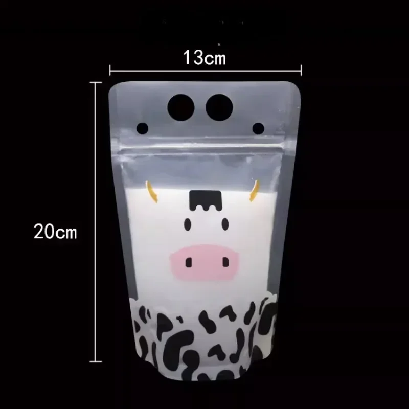 Disposable Beverage Bags Straw 500ML Self Sealing Juice Bag Milk Tea Cold Drinks Hot Drinks Portable Plastic Packaging Bag 3
