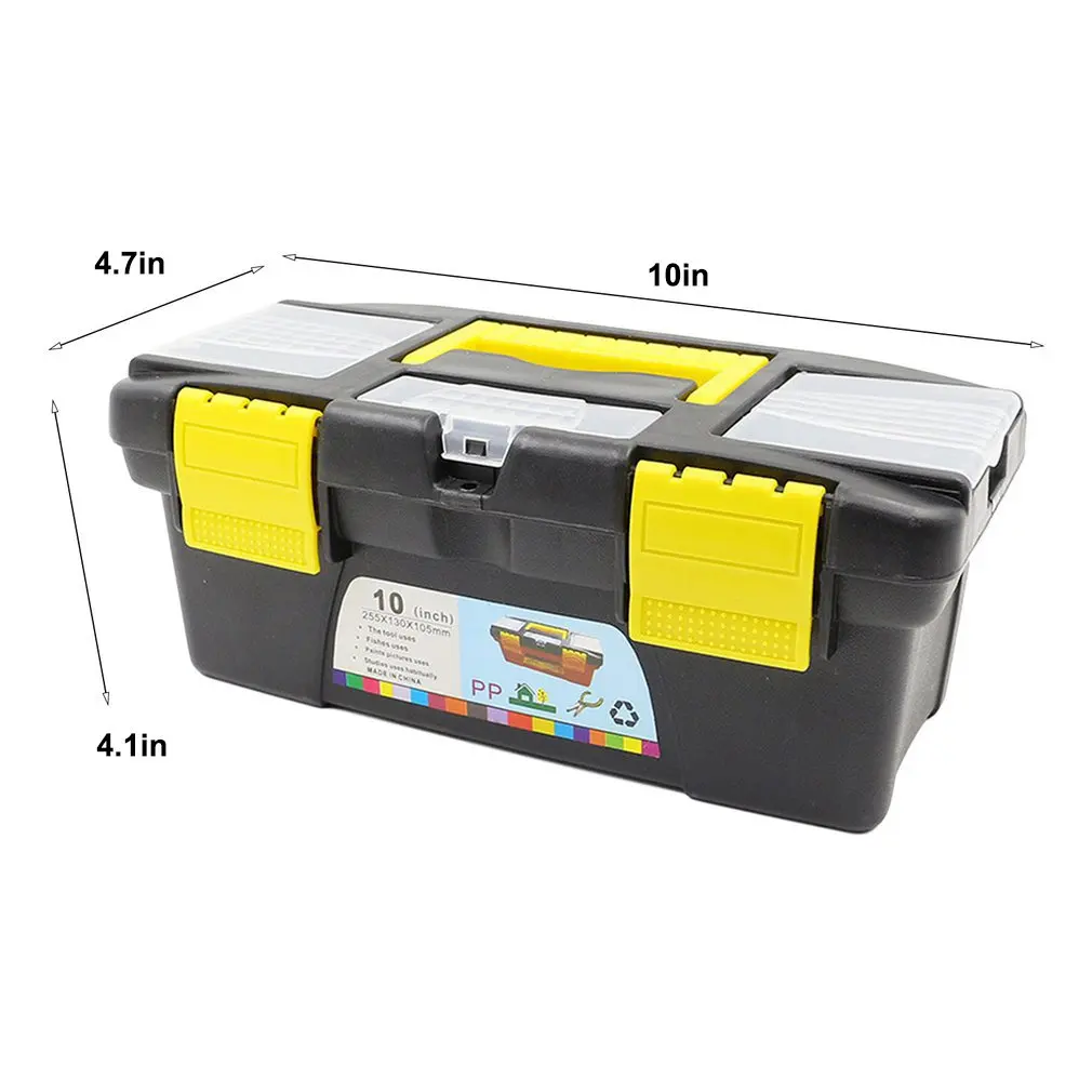 10 Inch Double Layer Plastic Safety Equipment Case Waterproof Hard Carry Tool Case Bag Storage Box Hardware Tool Accessories Box mini tool bag