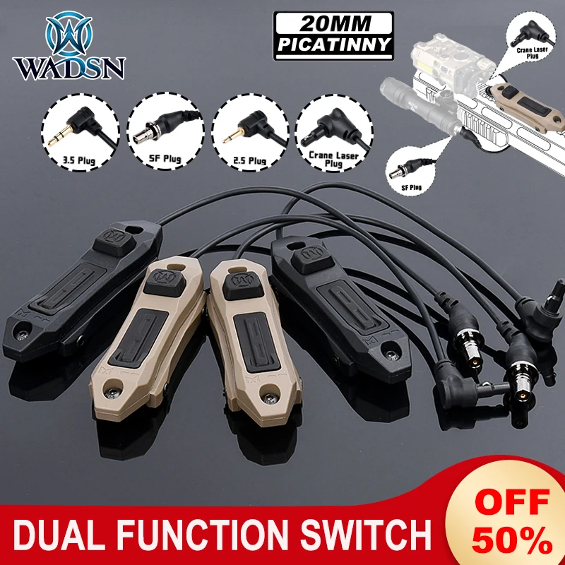 

Wadsn Crane Plug 2.5 3.5 SF Tactical Remote Dual Function Pressure Switch For DBAL A2 PEQ15 NGAL MAWL Laser M300M600 Flashlight