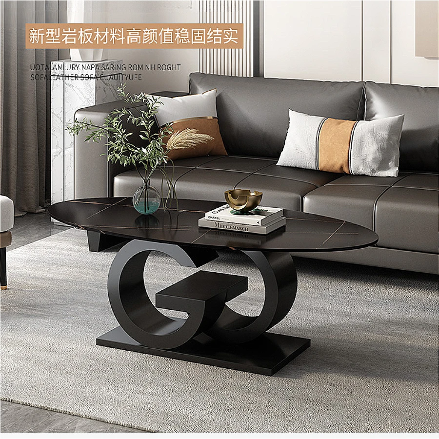 

Living Room Rock Slab Household Use Tea Table Simple Coffee Tables Italian Light Luxury Oval Tea Table Stolik Kawowy Furnitures