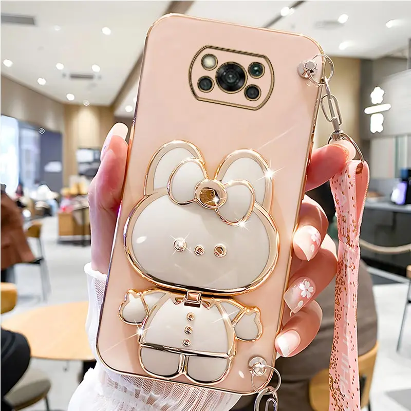 Mirror Crossbody Lanyard Phone Holder Case with Stand and Strap Cover