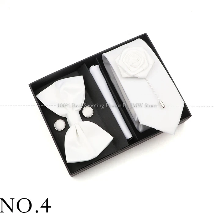 Krawatte Set Für Männer Krawatte Mode Einfarbig Hochzeit Manschettenknöpfe Box Geschenk Bräutigam Krawatte Einstecktuch Krawatte Luxus Business Gravatas – Detail 4