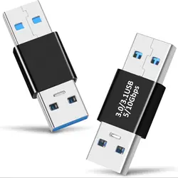 Dual USB 3.1/3.0 High - Speed Male to Male Adapter Pack - 5/10Gbps Data Transfer Coupler (Black)