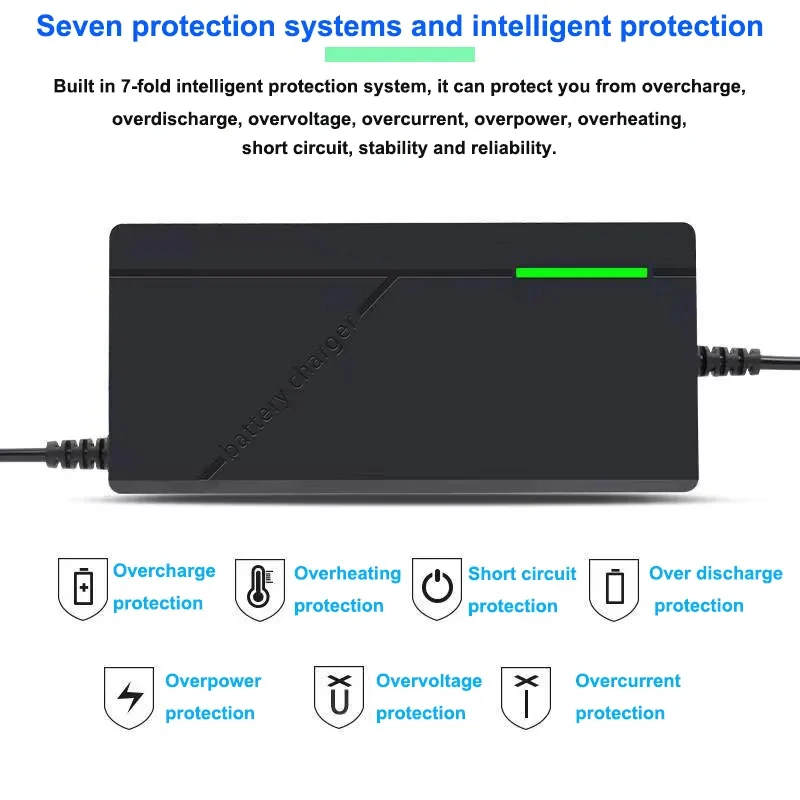 Battery Charger 36V 48V 60V 72V Charger 2A 3A 5A 10S 13S 16S 20S Lithium Li-ion Battery Pack 42V 54.6V 67.2V 84V 5A Smart Fast Charging Plug