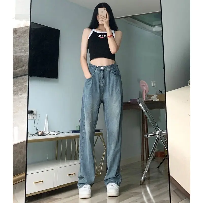 Baggy Wide Leg Jeans Women High Waist New Y2K Mom Jeans Trousers Blue Female Wide Leg Jeans Women 2023 Cool Hippie Denim Pants