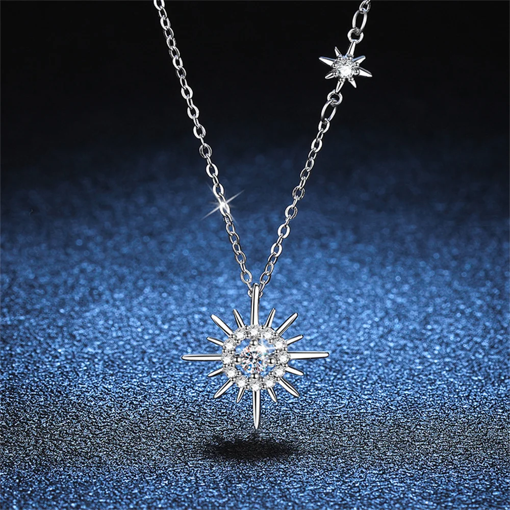 COSYA 0.1CT Moissanite Pendant Necklace For Women Hexagram 925 Sterling Silver Moissanite Diamond Necklaces Fine Jewelry Gift