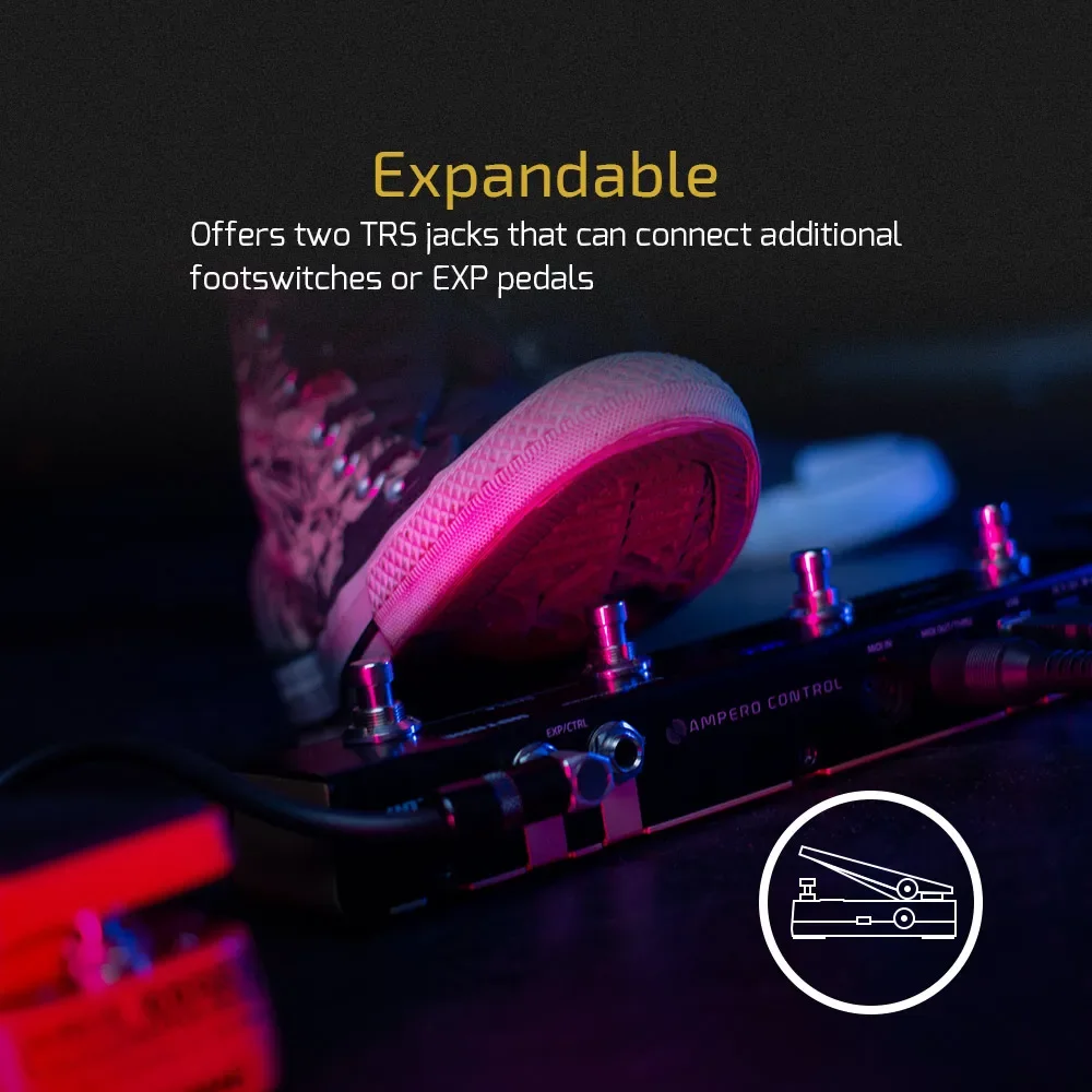 Hotone Midi Controller Ampero Control Dual Footswitch Pedal Momentary 2-Way Pedal Foot Switch Controller Ampero Switch 6.35 mm 