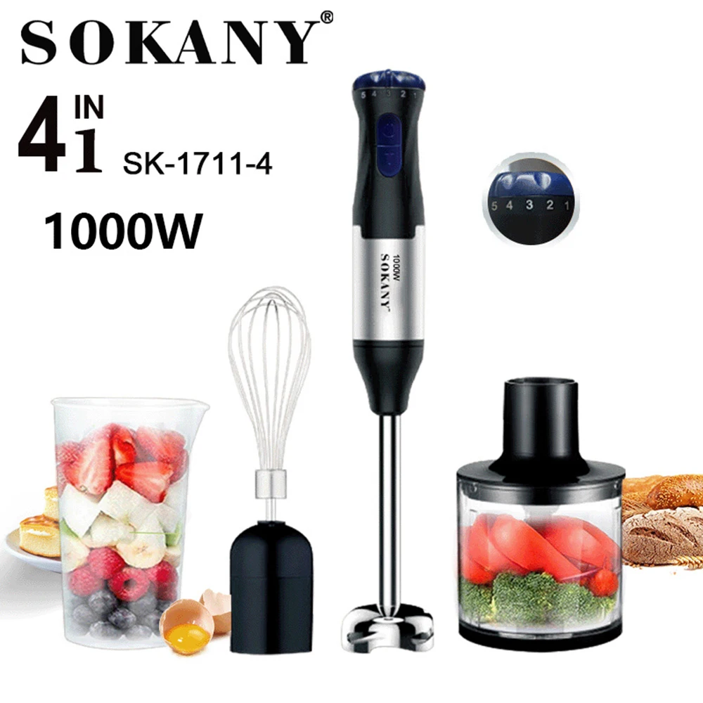 

Kitchen 1000W 4 In 1 Multi-functional Mixer Home Blender Baby Food Cooking Stick Machine Handhold Juicer Meat Grinder Egg Whisk