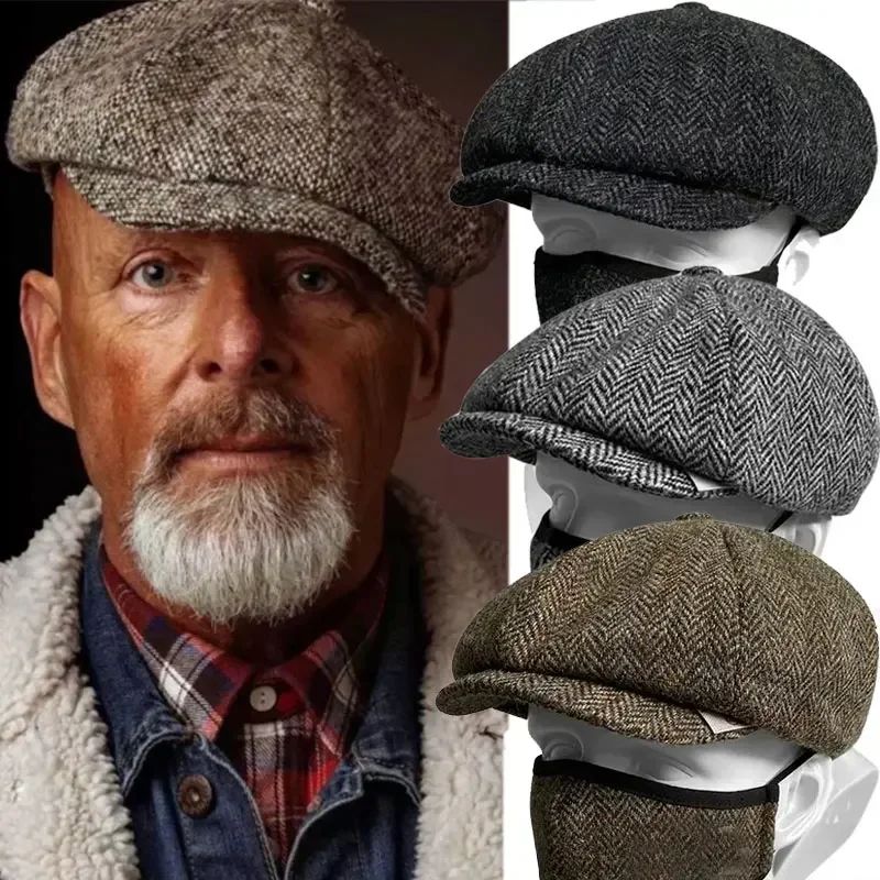 Cappellino da uomo classico retrò Checked Cotton Flat Gatsby Newsboy, cappello da uomo con visiera Cabbie Driving Berets Cap for Men Women Fashion Men's Flat Cap, 01-blu oltremare, Taglia unica