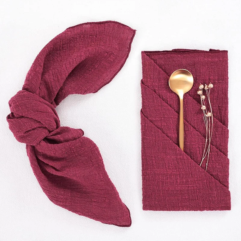 

20pcs Red Napkins 42X42cm Cheesecloth Cotton for Wedding Decorations Baby Shower Thanksgiving Christmas Halloween Birthday Party