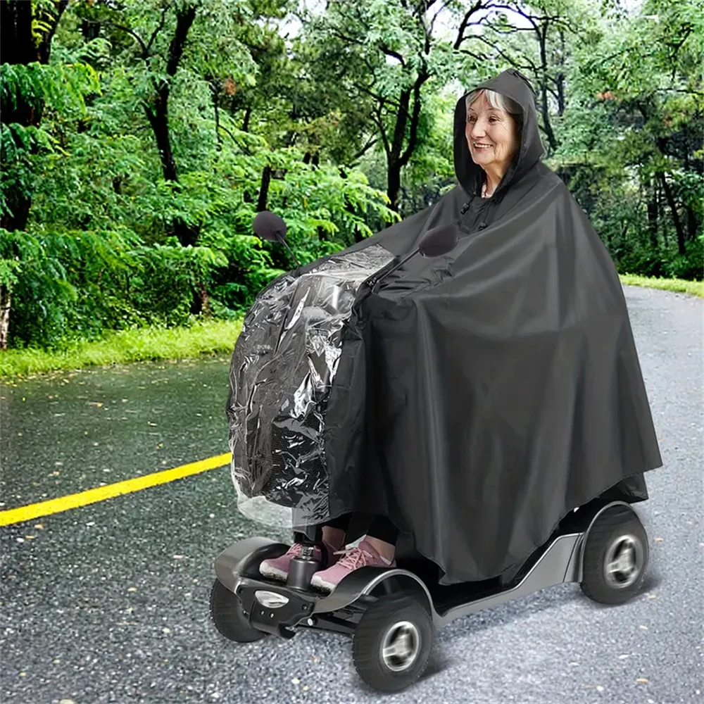 Motorized Scooter Raincoat for Seniors, Waterproof PVC Cover, Hooded Protective Gear for Electric Mobility Vehicles
