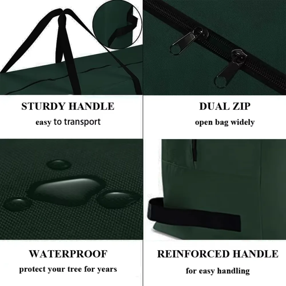 Oxford Cloth Christmas Tree Bag Large Capacity with Handles Wreath Storage Bag Foldable Waterproof Christmas Supplies