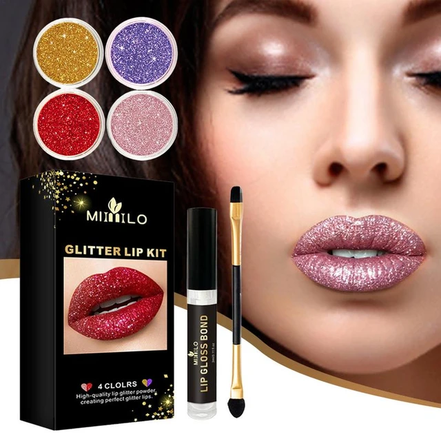 Stay Golden Cosmetics Glitter Lip Kit 4 Colors Glitter Powder