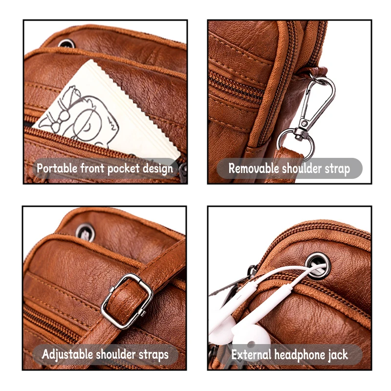 Women's Bags Soft Leather Phone Bag Vintage Washed Leather Single Shoulder Crossbody Bag Designer Style Versatile Lightweight