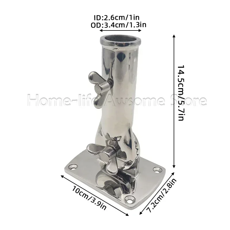 316 Stainless Steel Flag Pole Hold Base Bracket Adjustable 180 Degree Rotatable Flagpole for House Patio Outdoor Yard Farmhouse