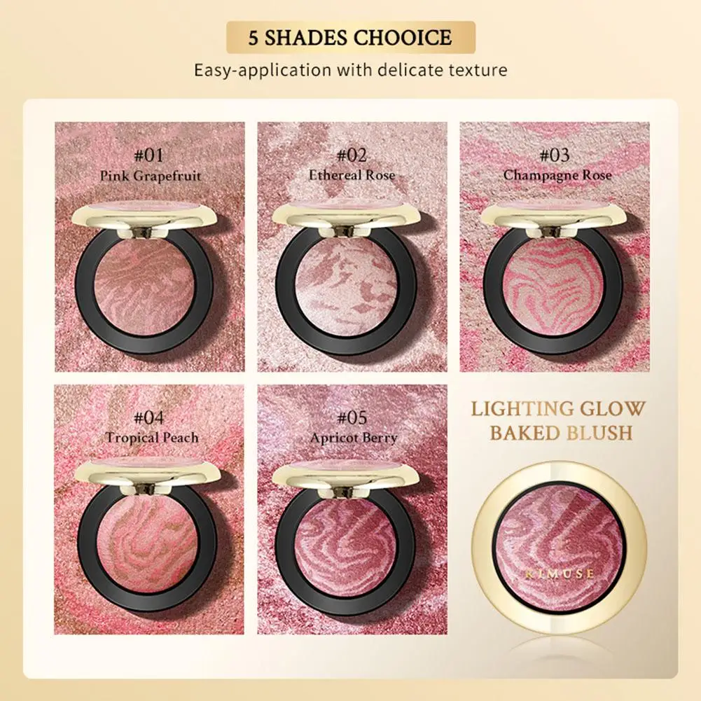 Monochrome Blush Palette Lighting Glow Baked Blush Cheek Tint Blusher Powder Makeup Matte Rouge Contour Shadow Palette 5 Colors powder blusher,blush powder,blush plate,monochrome blush,facial blusher