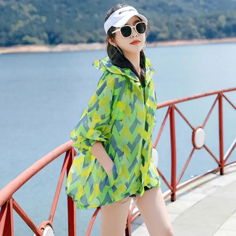 Fashion Summer Women's Hooded Sun Protection Clothing Sports Jacket Anti-UV Wholesale Korean Thin Coat Breathable New