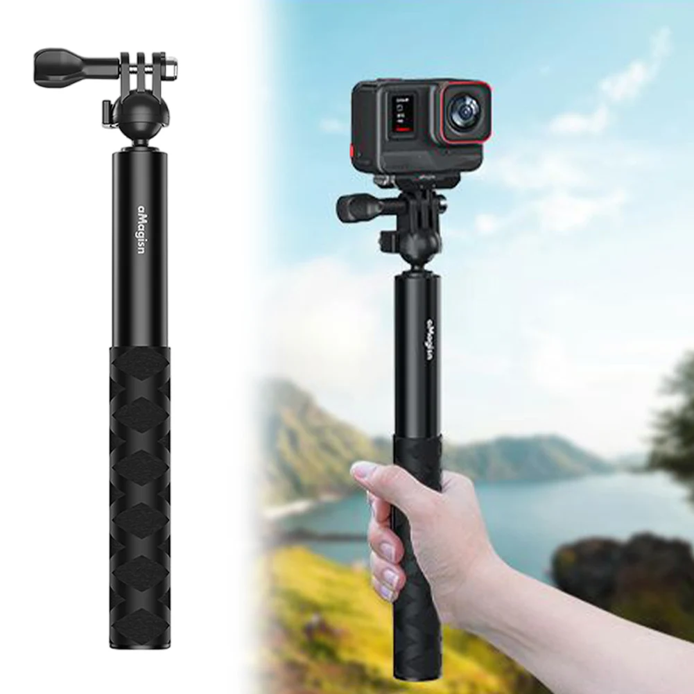 Ball Head Selfie Stick Sports Camera Extension Rod Stick Aluminum Alloy Selfie Phone Tripod for DJI/GoPro/Insta360 Camera