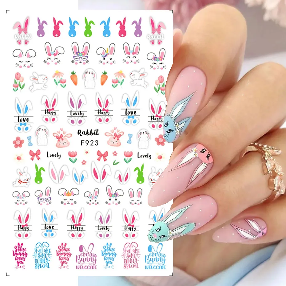 Easter Bunny Nail Stickers 3D Slider Valentine Manicure Accessories