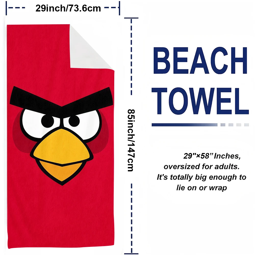 Angry Bird 마이크로 화이버 비치 타월 빠른 건조 모래 없는 대형 부드러운 흡수성 목욕 타월 수영장 여행 체육관용