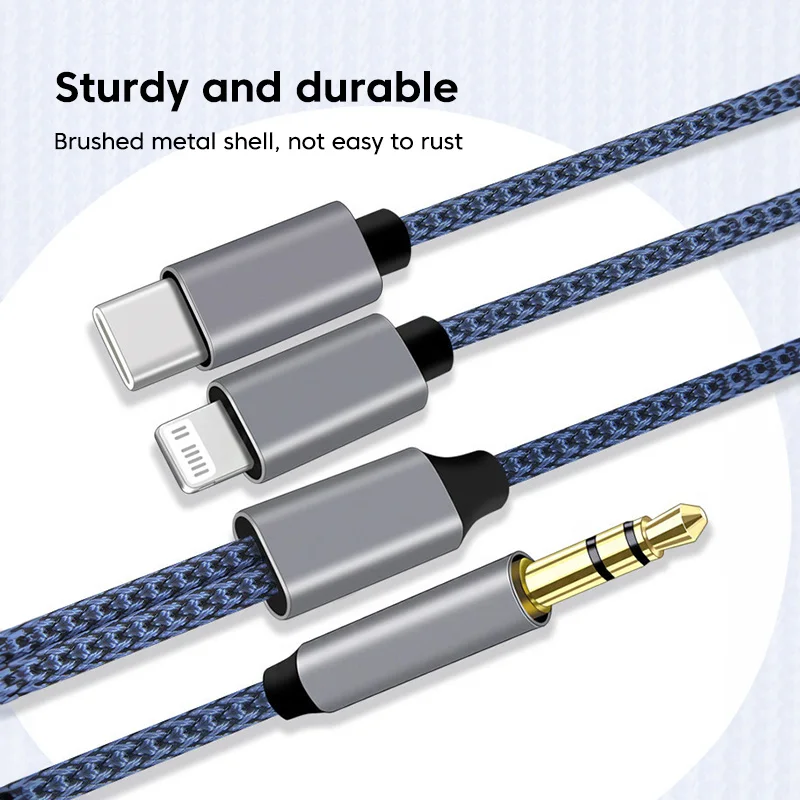 2 in 1 Aux  ̺  C/Lightning-3.5mm  ̺(ڵ  ȭ) USB C IOS-3.5mm Aux ȯ  ̺