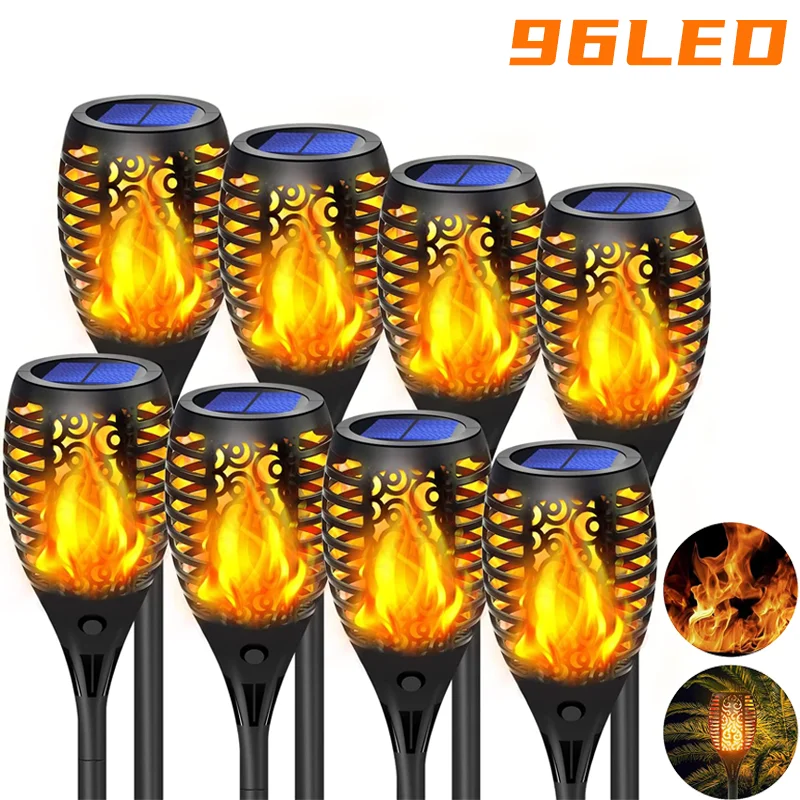 

12/33/96 LED Solar Flame Light Garden Lawn Lamp Dusk To Dawn Auto on/Off Decoration Lighting for Garden Patio Driveway Pathway