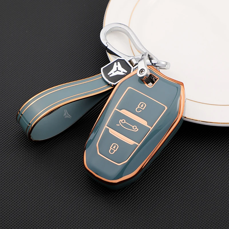 Aluminum Alloy Frame With Leather Car Key Case Smart Remote Fobs Protector  Cover For Peugeot 308 3008 5008 Citroen C4 DS DS4 DS5 - AliExpress