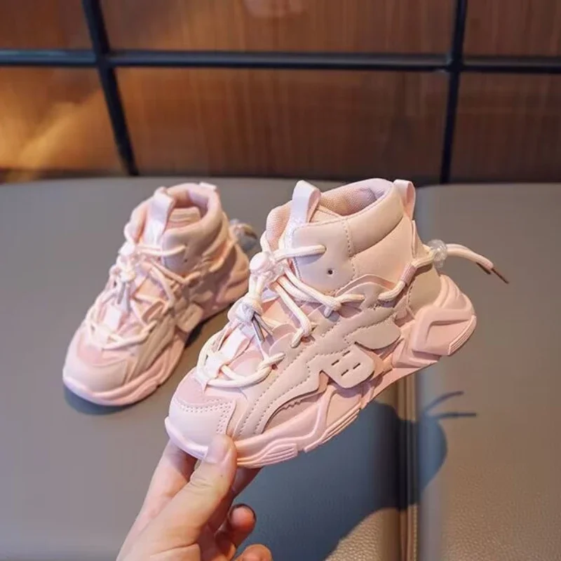 Spring Autumn Children's Sneakers Causal Boys Girls High-top Sneakers Simple Non-slip Breathable Kids School Basketball Shoes