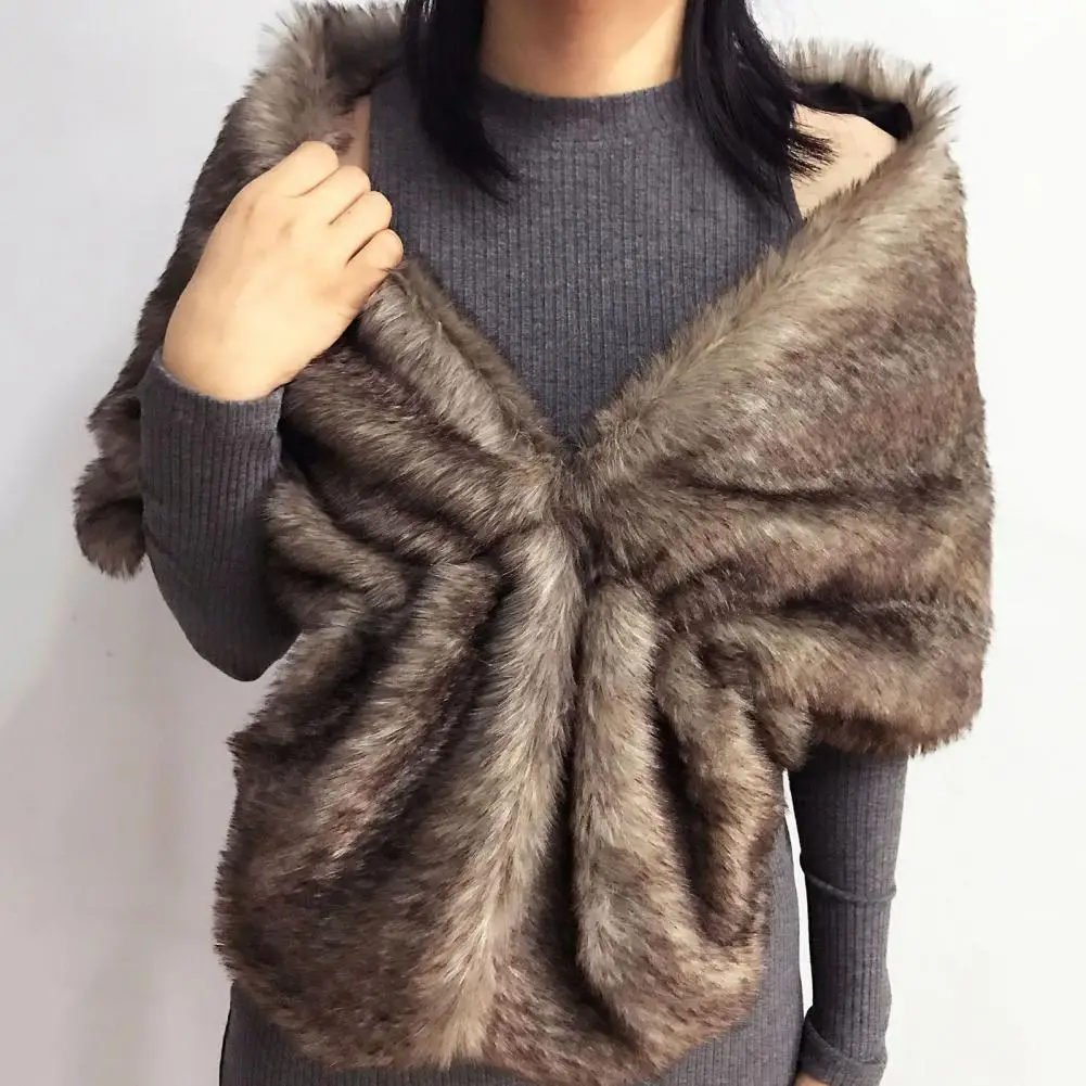 

Women Faux Fur Shawl Coat Warm Women Shawl Coat Thickened Warm Coldproof Cape Coat Women's Elegant Faux Fur Shawl for Formal