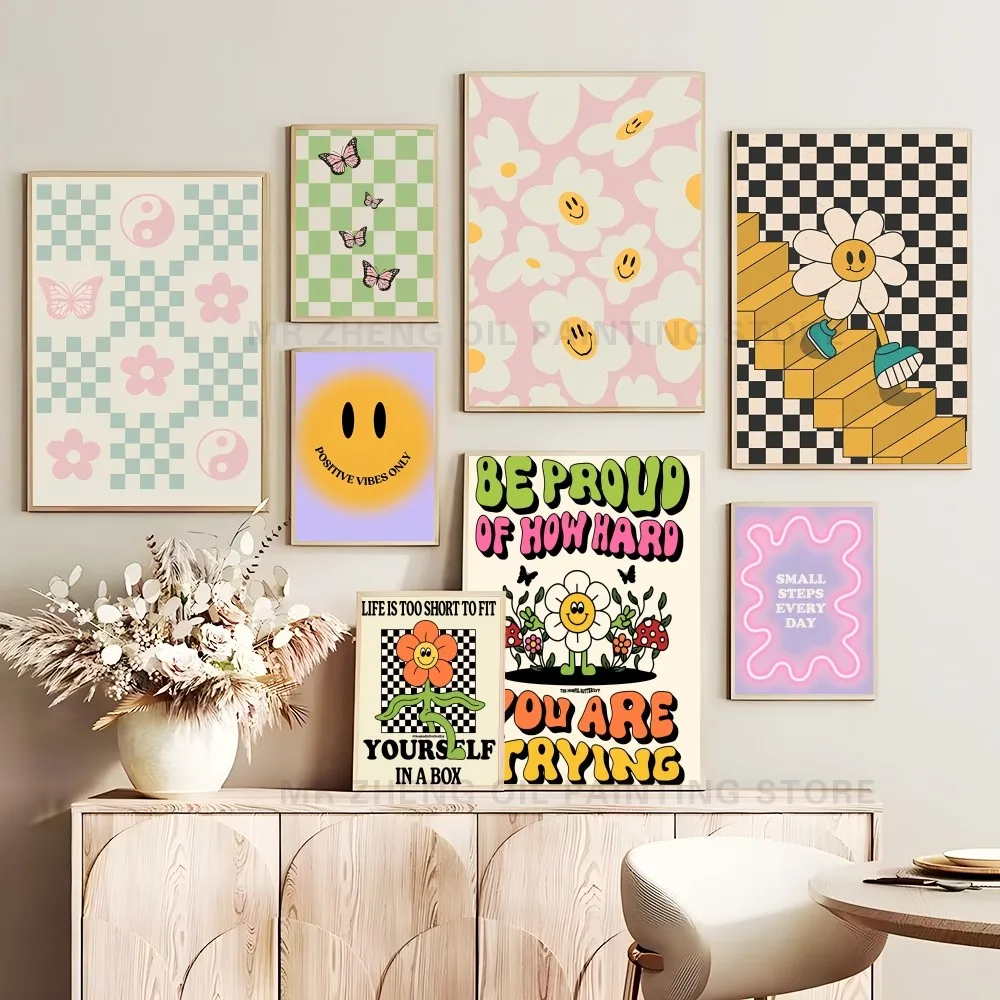 Poster Prints DIY Poster Sticker 1PC Aesthetic Colorful Danish Pastel Canvas Poster
