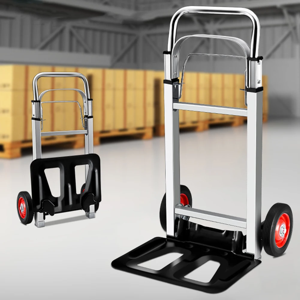 Folding Sack Truck Portable Dolly Cart Long Telescoping Handle Aluminum Moving Trolley Multifunctional for Moving and Travel