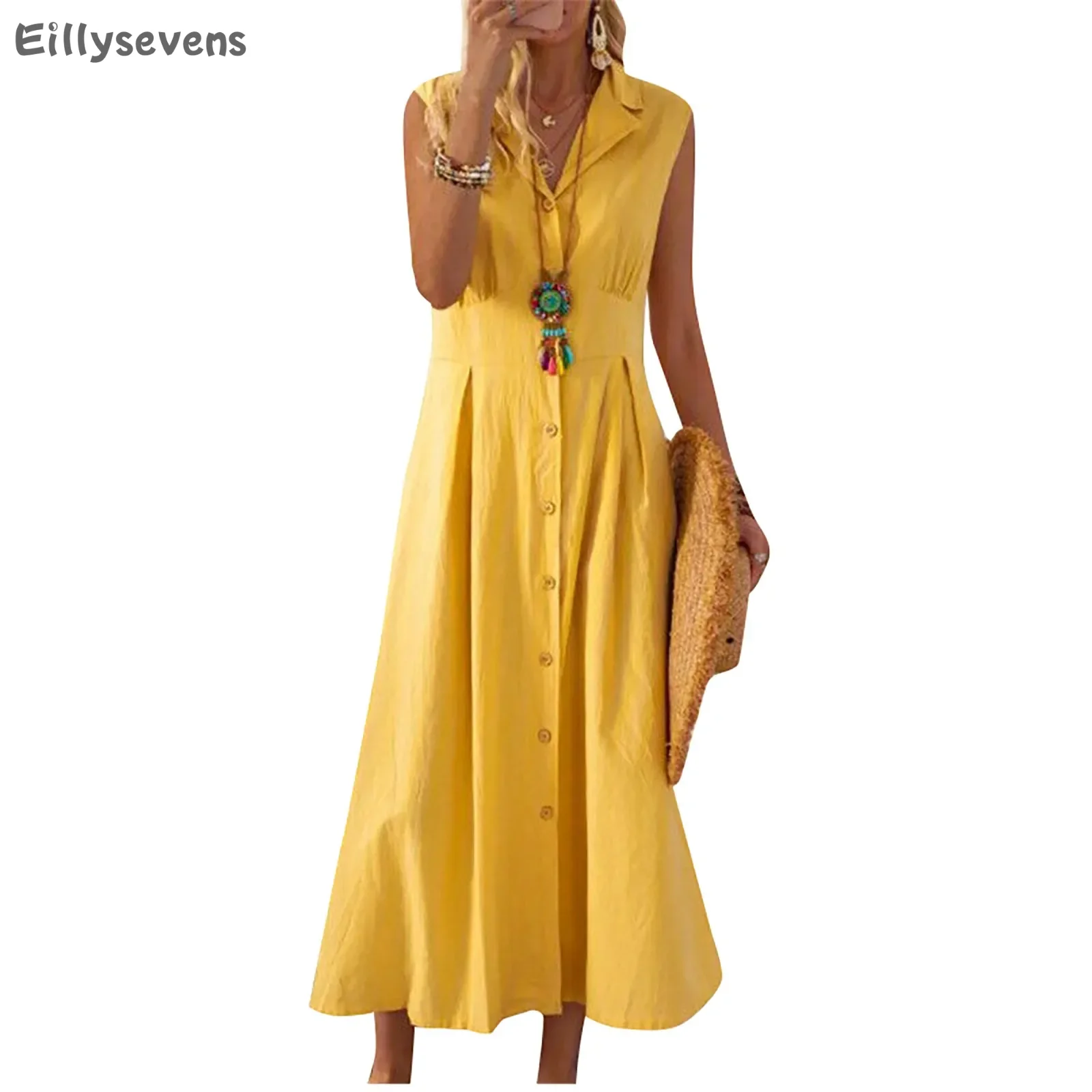 

dresses for women summer Simple Versatile long dresses Fashion Solid Color dress Temperament elbise vestido mujer elegante
