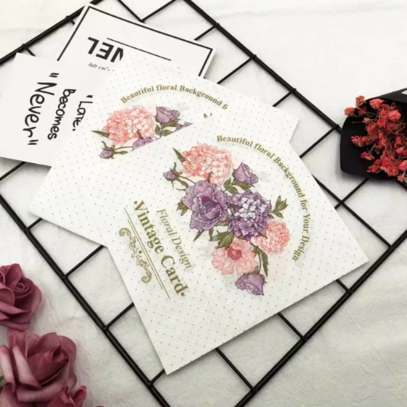 Colourful Printed Square Tissue Paper White Flower Tissue Paper Wedding Hotel Party Folded Facial Mouth Cloths 20pc