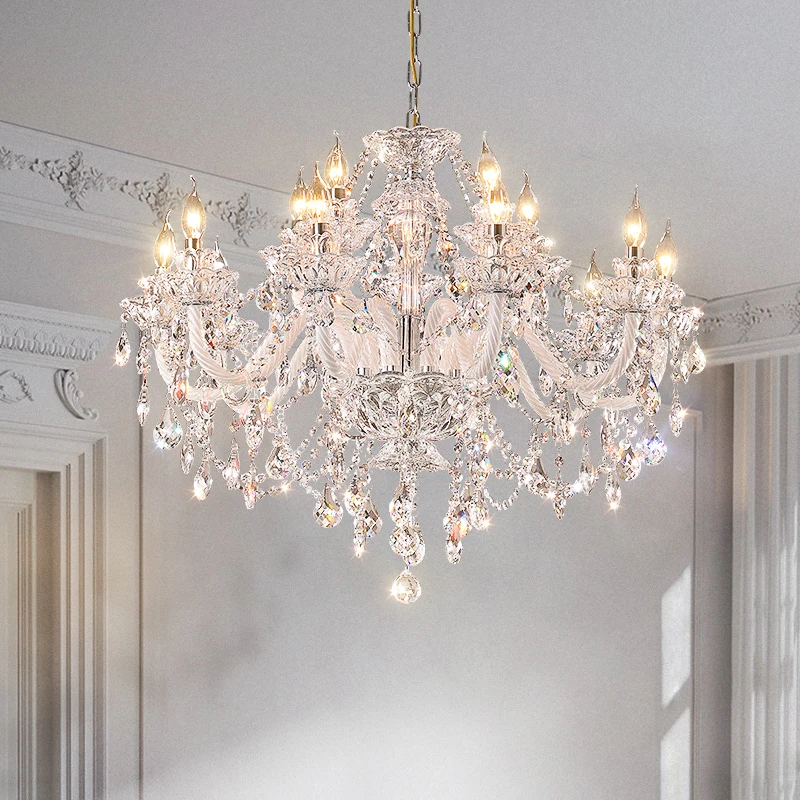 

zq French Retro Court Living Room Crystal Chandelier Creative Personality Dining-Room Lamp Elegant