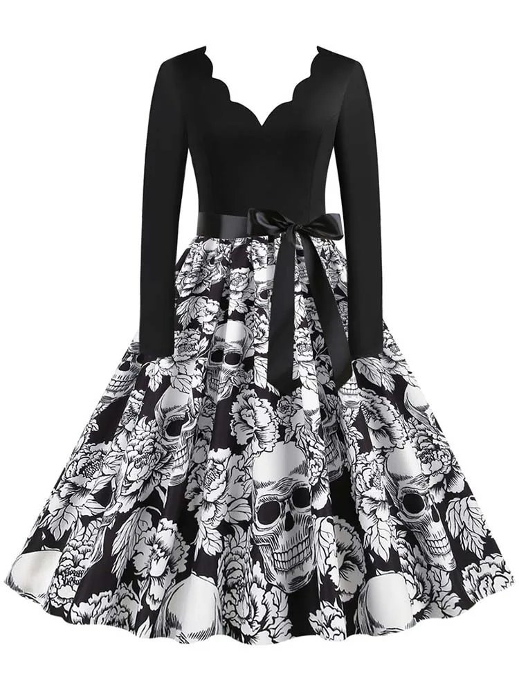 Retro Goth Halloween Party Dresses for Women