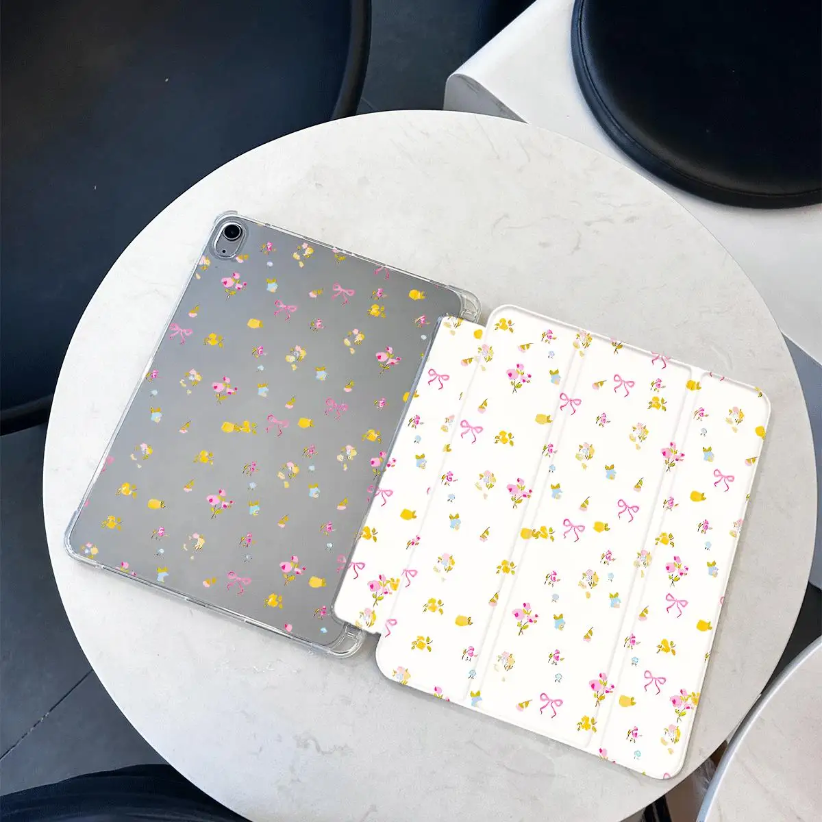 Chic Black Polka Dot Trifold Tablet Case