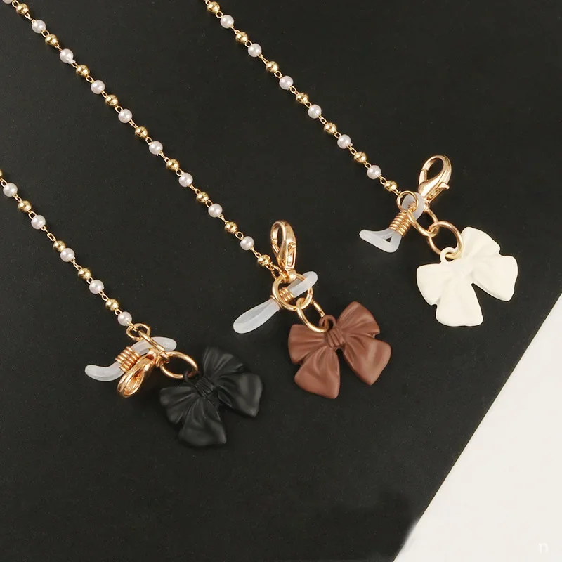 

Fashion Color Bow Beaded Children Glasses Chain Lanyard Pearl Butterfly Charm Sunglasses Mask Holder Lanyard Eyewear Accessories